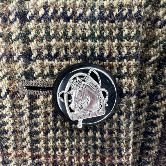 Vintage 90's Ralph Lauren Wool Houndstooth Equestrian Blazer Jacket Womens 4P - Picture 3 of 9